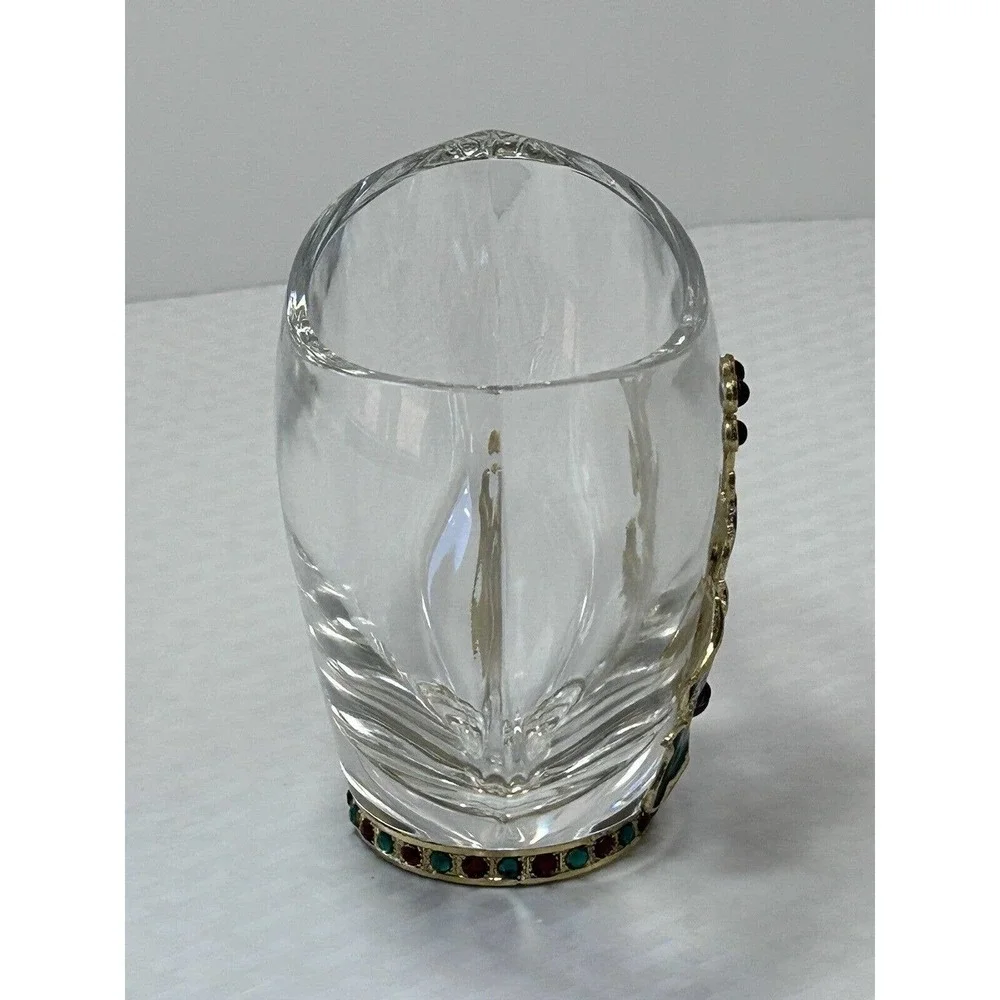 Christmas Vase Fine Bohemian 24% Lead Crystal Teleflora Jeweled Candy‎ Bowl